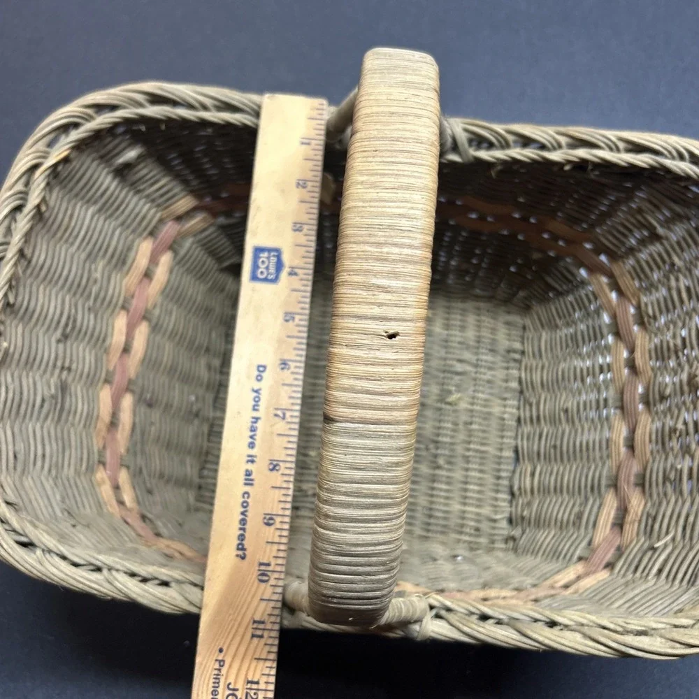 Vintage Dollywood Artisan Wicker Gathering Bread Basket with Handle Large 16